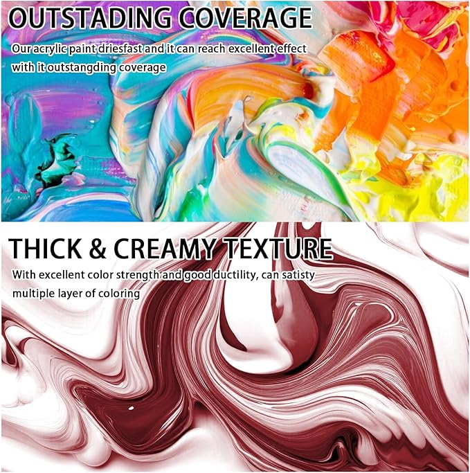SNOWSUN Ochre Acrylic Paints, Large Bulk Heavy Body Acrylic Paint (42.4 oz, 1L) - Non Toxic Gloss Thick Art Paint for Multi-Surface, Canvas Wood Ceramic and Leather, Stone Craft, for Artists & Beginners