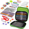 IMZAY 110 Pcs Crochet Hooks Set, Crochet Hooks Kit with Storage Case, Crochet Needles Set, Ergonomic Knitting Needles Stitch Marker DIY Hand Knitting Craft Art Tools for Beginners, Green