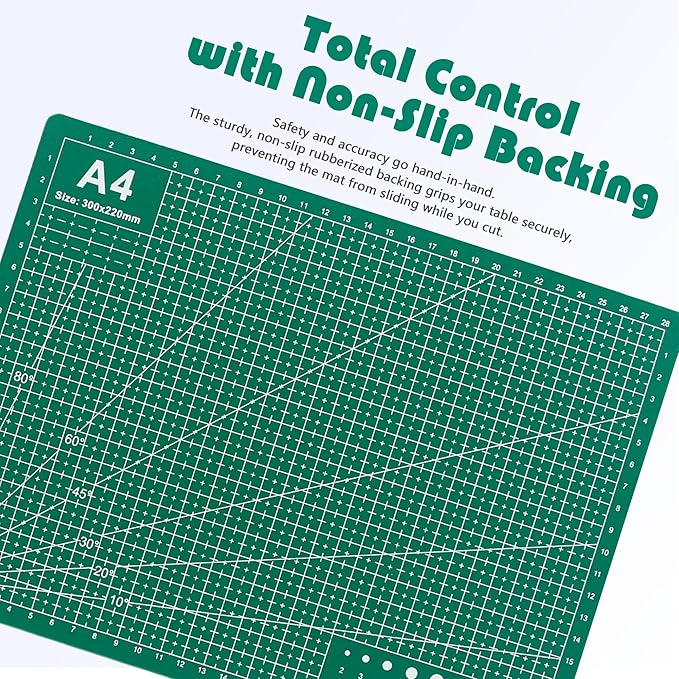 2 Packs Cutting Mats, A4 12'' x 9'' Double Sided Cutting Mat, Non-Slip 5 Layers PVC Cut Mat for Craft Art Projects Fabric Sewing, Scrapbooking Mat