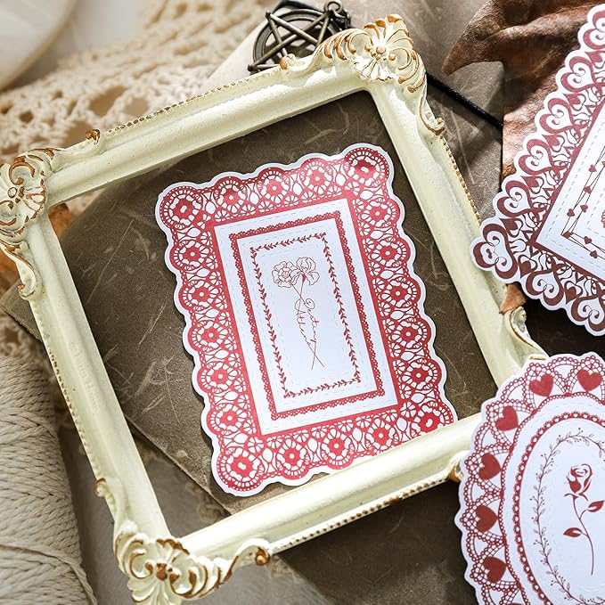 Alideco 120pcs Scrapbook Stickers Vintage Floral Lace Border Scrapbooking Junk Journal Crafts Embelishment Decoration Stickers (leisiwuyu)