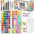 100 Watercolor Paint Set - Water Colors Paint for Kids, Adult, Beginners, Professional Artists | Watercolor Palette with Paper, Brushes, Pen | Travel Painting Kit, Art Supplies for Adults