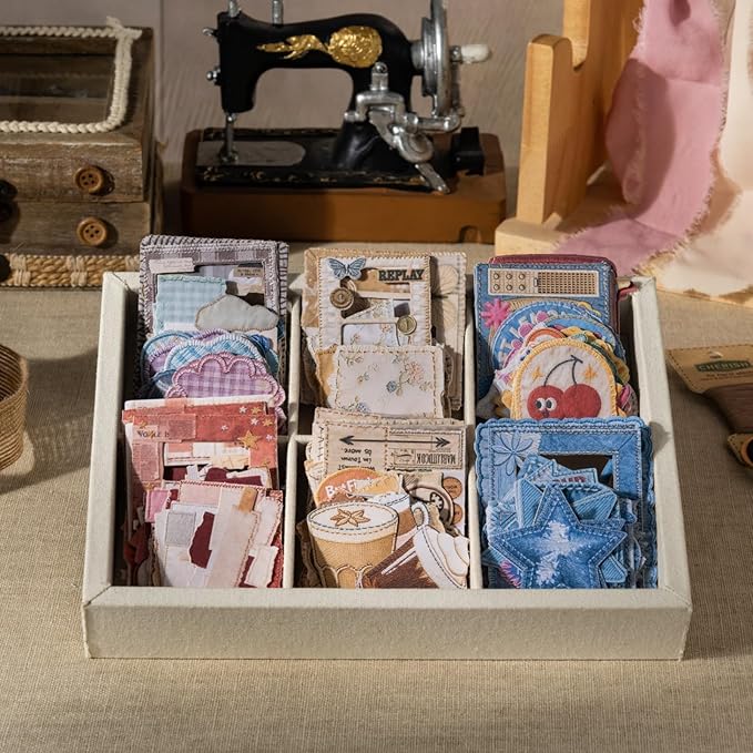 180 Pieces Vintage Sewing and Embroidery Themed Stickers, Aesthetic Decorative Hard Card Scrapbook Stickers for Journals, Crafting, Art Projects, Phone Case, Laptop, Journal Album Decoration