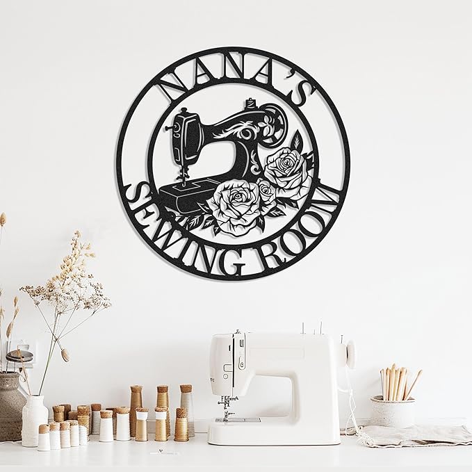Personalized Metal Quilting Sign, Custom Sewing Machine Sign, Sewing Room Decor, Sewing Sign, She Shed Craft Room Decor, Personalized Sewing Gifts for Women, Gift for Mother Grandma