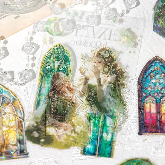 Alideco 120pcs Scrapbook Stickers Vintage Patterned windowScrapbooking Junk Journal Crafts Embelishment Decoration Stickers (qicailiuli)