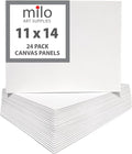 milo Canvas Panel Boards for Painting | 11x14 inches | 24 Pack of Flat Canvas Panels, Primed & Ready to Paint Art Supplies for Acrylic, Oil, Mixed Wet Media, & Pouring, Bulk Painting Party Pack