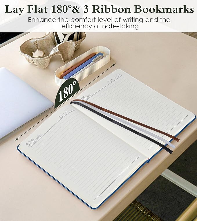 Lined Journal Notebook for Women Men, 160 Pages, A5 Hardcover Vintage Leather Journaling Notebooks for Work, School, Note Taking, Travel, Bible Study, Daily Diary for Writing 5.8"x8.5" (Navy)