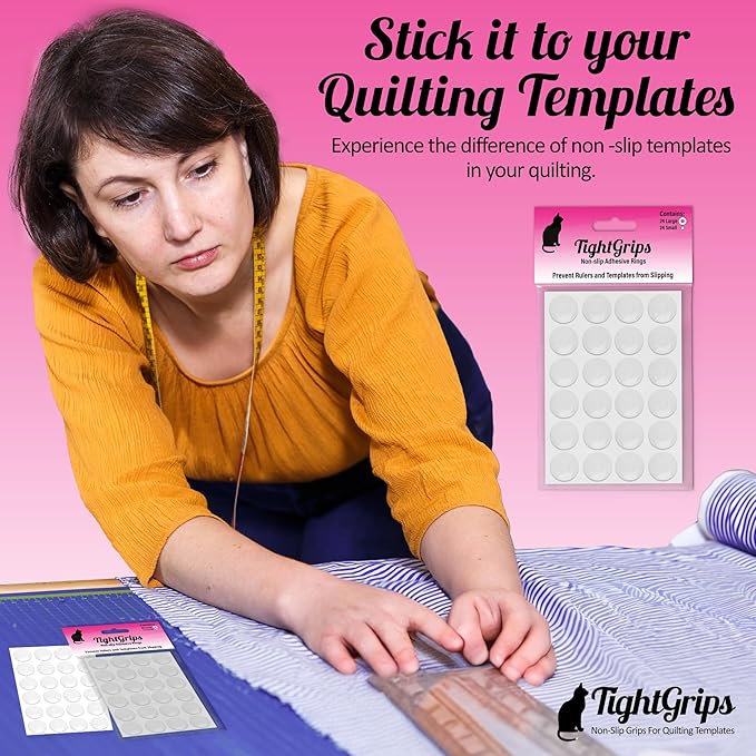 TightGrips Non-Slip Grips for Quilt Templates - 48 Pieces Total - 24 Large & 24 Small - 2 Pack