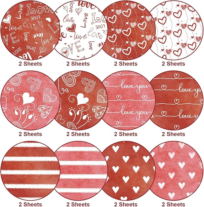 Valentines Pattern Paper Double Sided Valentine Decorative Scrapbook Craft Paper,Love Heart Red Black Cardstock for Valentines Craft Supplies Card Making Scrapbook(12 Design,24 Sheet,11 x 11 Inch)