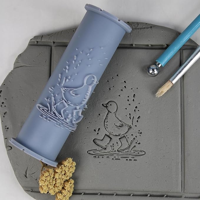 Duckling Clay Texture Roller (4") - Storybook Set #01 - Embossing Pattern Roller for Polymer & Ceramic Clay, Pottery & Crafts