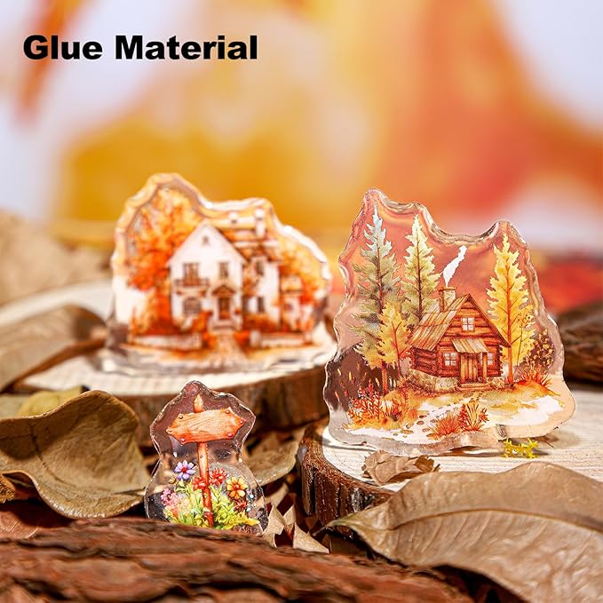 6pack Landscape 3D Epoxy Stickers, Cottagecore Aesthetic Scrapbook Supplies for Journaling, DIY Crafts, Phone Cases & Decorative Projects