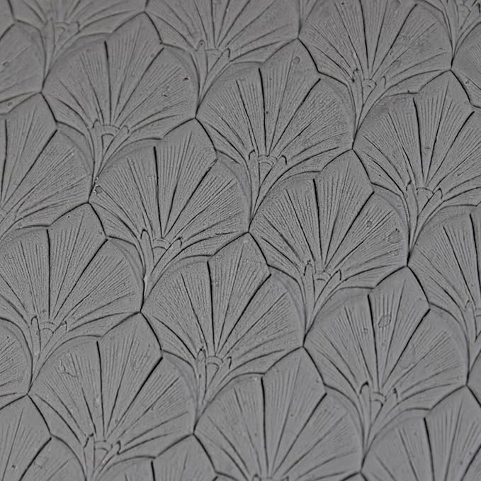 Art Deco Fan Pattern Clay Texture Roller (4") - Seamless Set #01 - Embossing Pattern Roller for Polymer & Ceramic Clay, Pottery & Crafts