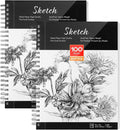 AGPTEK Sketch Book, Art Sketch Book 9''X12, 2 Packs (68lb/100g), Spiral Bound with Easy-to-Remove Pages, Great for Artists, Writers & Illustrators