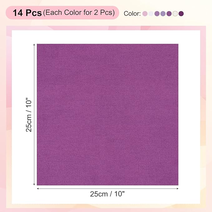 PATIKIL Cotton Fabric Bundles, 14 Pcs 10 x 10 Inch Fat Quarter Solid Color Precut Fabric Squares for Sewing Patchwork Quilting DIY Crafts, Purple