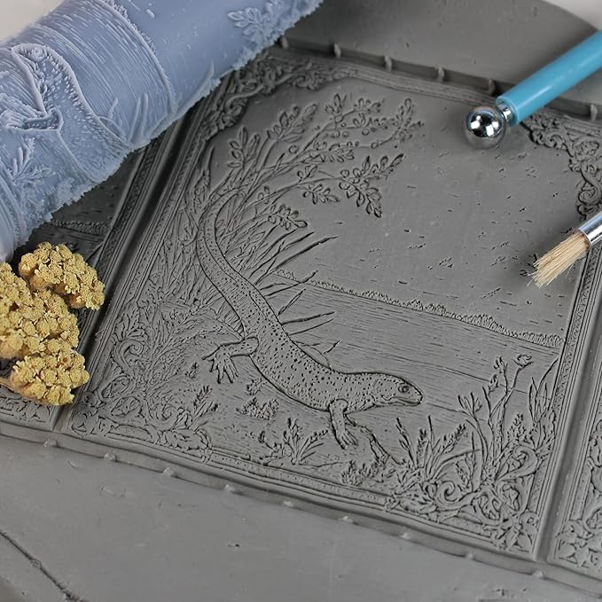 Newt Clay Texture Roller (4") - Freshwater Set #01 - Embossing Pattern Roller for Polymer & Ceramic Clay, Pottery & Crafts