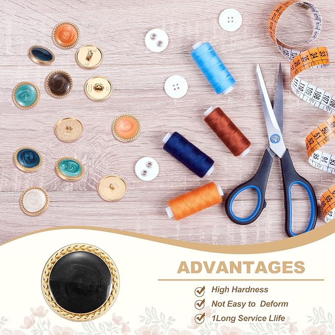 MECCANIXITY Metal Vintage Gold Button 20mm Round Metal Sewing Button Alloy Shank Replacement for Women's Suit Woolen Coat Shirt Dress Sewing Black Pack of 10