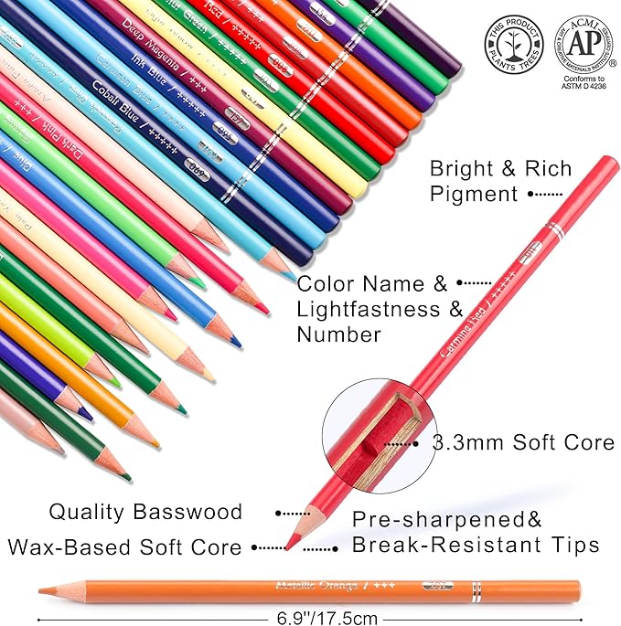 HIFORNY 130 Colored Pencils Set for Adults Coloring – 120 Colors Coloring Pencils with Extras,Artists Soft Core,Drawing Pencils Art Craft Supplies for Adults Beginners