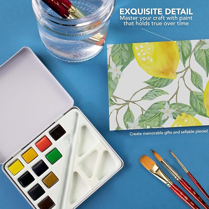 Daler Rowney Mini Half Pan Travel Tin, 12 Piece Set, Colors May Vary