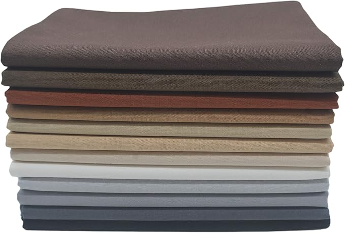 Fat Quarters Fabric Bundles Solid Colors, 12 Precut Cotton Fabric Quilting, 18 x 22 inch, (Rocky Mountains)