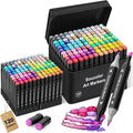 Soucolor Alcohol Markers 120 Colors with Case & Holders, Dual Tips Chisel & Fine Art Markers for Adult Coloring Kids Drawing, Artist Markers Art Supplies for Blending Sketching