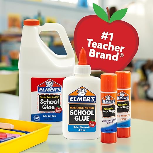 Elmer’s Color 'n Glitz Glue Sticks, Washable, Assorted Colors, Includes Disappearing Purple, 6 Grams 12 Count - Stocking Stuffer, Vision Board, #1 Teacher Brand