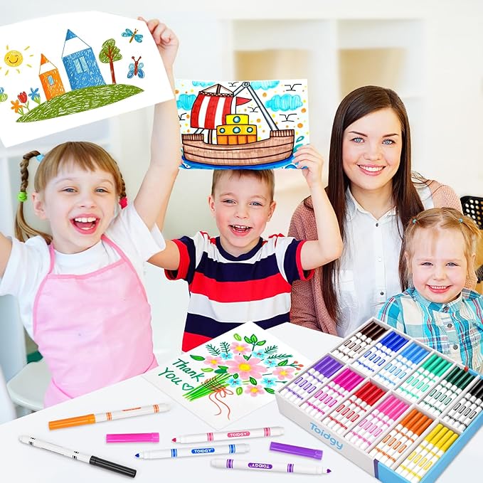 256 PCS Washable Markers for Kids, Colored Markers Bulk for School, Thin Marker Set in 16 Assorting Colors, Fine Line Marker with Conical Tip, Back to School Supplies, Classroom Must Haves
