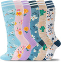 fenglaoda Compression Socks for Women Men Support Circulation 6 Pairs Socks For Nurse, Travel, Flight