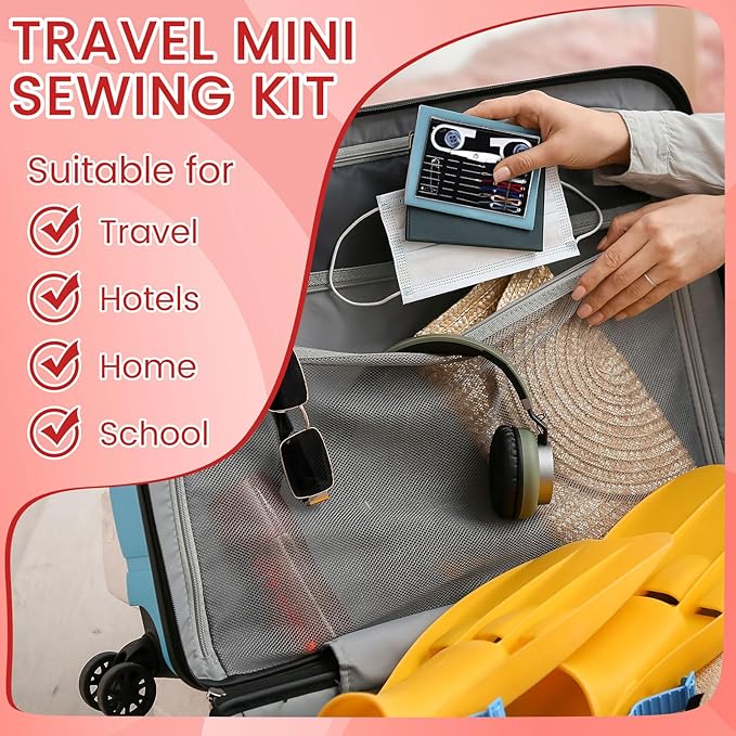 Knitgrip 48 Boxes Mini Travel Sewing Kit Bulk Small Sewing Kit Pre Threaded Needle Portable Scissors Needles Threads Pin Buttons Portable Box Tools for Beginner DIY Home Travel, Assorted Colors