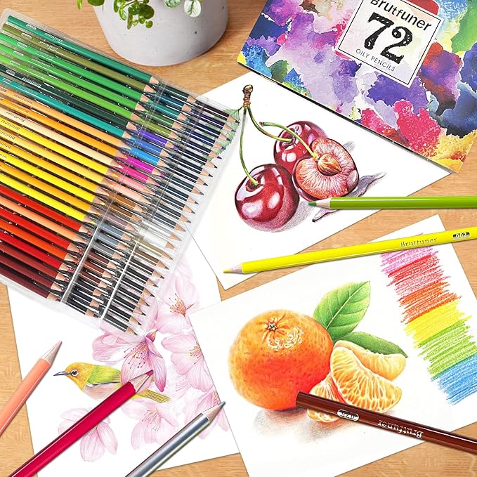 LBW Colored Pencils for Adult Coloring Books, 72 Oil Based Soft Core Professional Color Pencils Set for Artists Beginners Drawing Coloring Sketching Blending