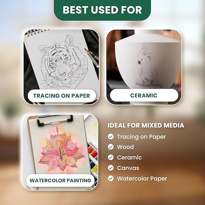 MyArtscape Graphite Transfer Paper, 20 Black Sheets - Wax Free - Erasable - Smudge-Free - Ideal for Drawing, Tracing and Watercolor Transfer - Premium Arts and Crafts Supplies
