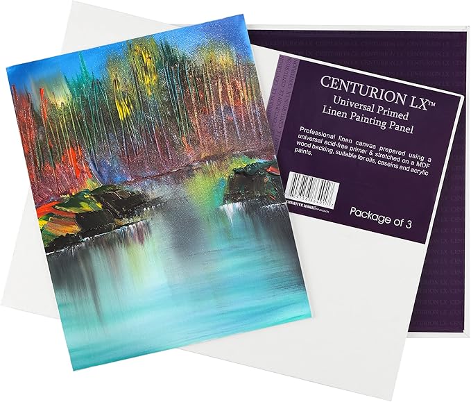 Centurion All-Media Primed Linen Panels - 10x10 3 Pack - 11oz Universal Primed Canvas Boards for Painting, Mounted on MDF Wood, Non-Warping, Ideal for Artists, Professionals, and Painters