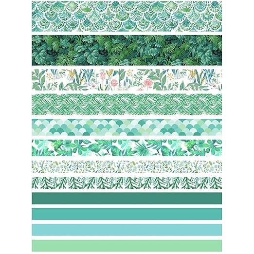 12 Rolls Green Washi Tape Set,Leaves Floral Tree Washi Masking Tape Colorful Decorative Painters Tape for Craft,Kids,Scrapbook,DIY,Gift Wrapping