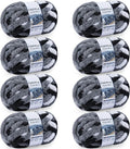 Chunky Yarn for Hand Knitting - #10 Chunky Chenille Blanket Yarn, Jumbo Big Thick Chunky Yarns for Crocheting, Tie Dye Bulky Knit Yarns, 8 Skein (25 yds 8 oz Each Skein), Black & Grey & White