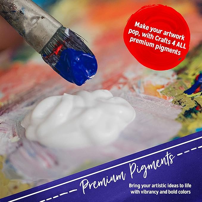 Acrylic Paint Set for Adults and Kids - 60 Pack of 12mL Paints with 3 Art Brushes, Non-Toxic Craft Paint for Easter Eggs, Ceramic Rock Paint - Art Supplies