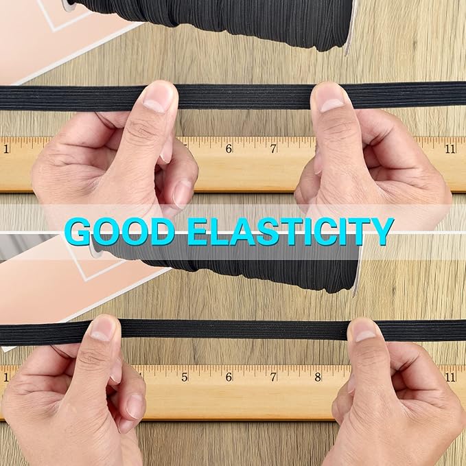 Coopay 100 Yards Length 1/2" Width Elastic Bands Flat Elastic Cord Rope Heavy Stretch Spool Knit for Sewing DIY Projects, Arts & Crafts, 2 Rolls, 50 Yards/Roll (Black and White, 1/2 Inch)