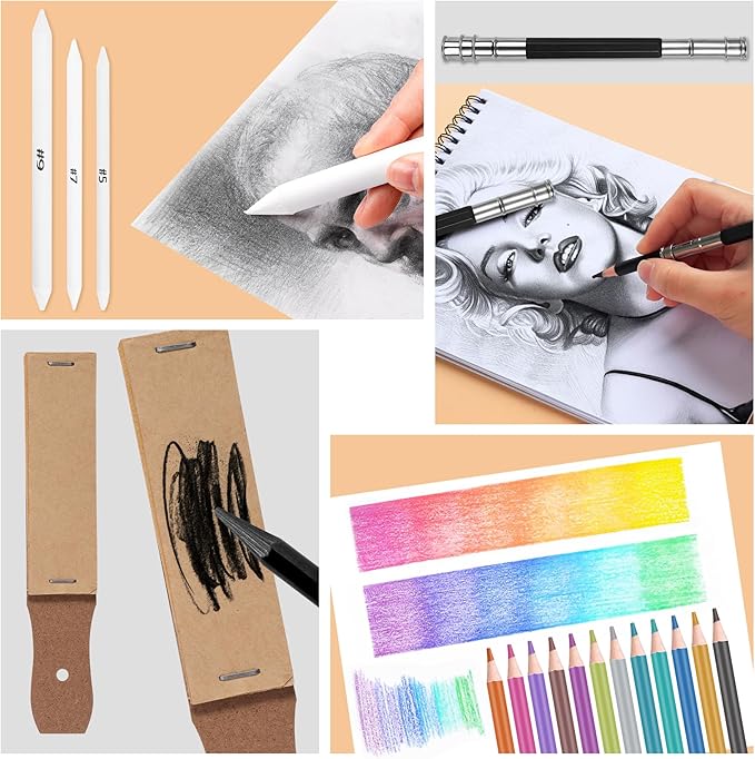 72pcs Colored Drawing Pencils Kit Sketching, Graphite Pencils With Convenient Case, School Art Supplies Gift for Artists Adults Teens Beginner, Ideal for Shading, Blending,Art Supplies Set