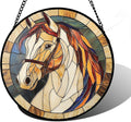 Stained Glass Window Hanging, Animal Horse Colored Mane Sun Catchers Glass Panel Cool Suncatcher Decor for Birthday for Women, Men, Wife, Aunt, and Mom 6.3 in