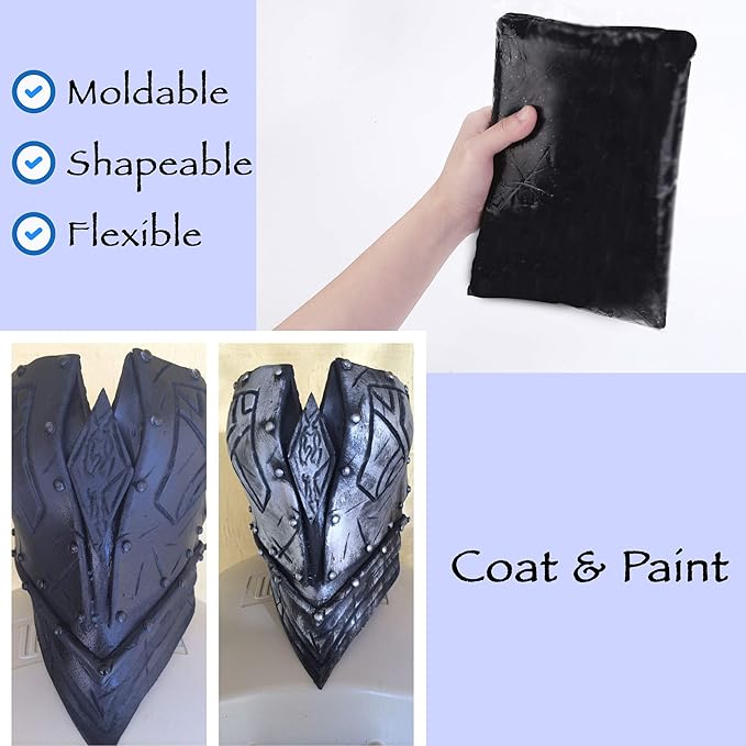 1.1lb Moldable Cosplay Foam Clay (Black) – High Density and Hiqh Quality for Intricate Designs | Air Dries to Perfection for Cutting with a Knife or Rotary Tool, Sanding or Shaping