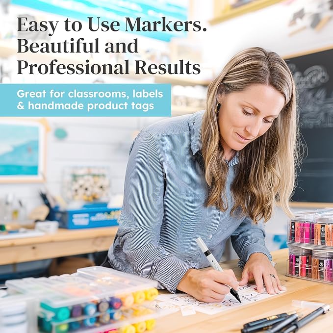 Loddie Doddie Acrylic Markers, 48 Unique Colors, Double-Ended Multi Surface Art Markers Set with Fine and Brush Tips, Portable Storage Case for DIY Projects, Crafts, and Decor (48)