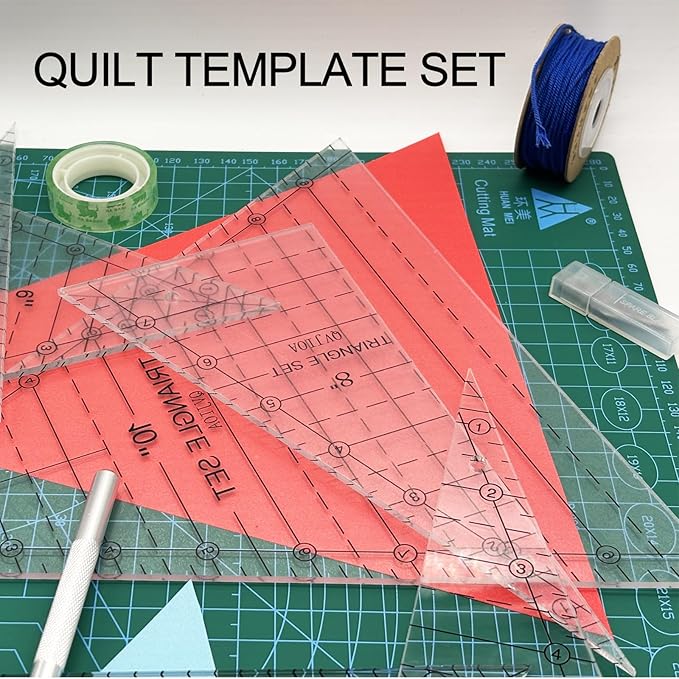 6 Set Tall Triangle Quilting Rulers for Quilting Templates 6 8 10 Inch Wedge Triangle Quilting Rulers and Templates, Sewing Templates for Sewing Cut Measurement DIY Craft Quilting Tools