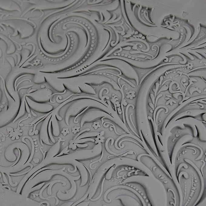 Paisley Swirls Clay Texture Roller (4") - Seamless Set #01 - Embossing Pattern Roller for Polymer & Ceramic Clay, Pottery & Crafts