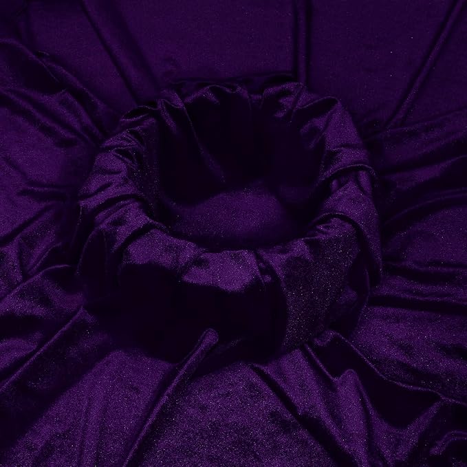 KKJIAF Dark Purple Stretch Velvet Fabric 60 Inch Wide, 1 Yard Soft Stretchy Fabric for Sewing Clothes, Apparel, Costume, Crafts - 90% Polyester 10% Spandex