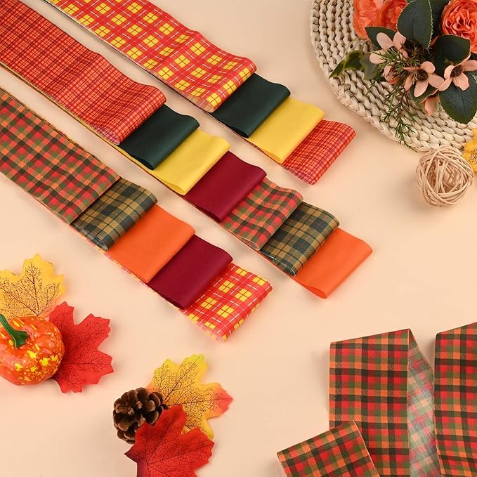 40 Pcs Autumn Buffalo Plaid Cotton Jelly Fabric Strips Fall Spice Plaids Patchwork Strips for Quilting Crafting Yellow Green Precut Patchwork for Sewing DIY Crafts Cotton Fabric Bundles Strips
