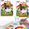 YMluky Water Color Paint Sets for Kids, 2 Coloring Books, No Mess Painting for Toddlers Activities,Magic Paint Set with 2 Brush, Arts and Crafts for Kids 4-8（Farm Animals）
