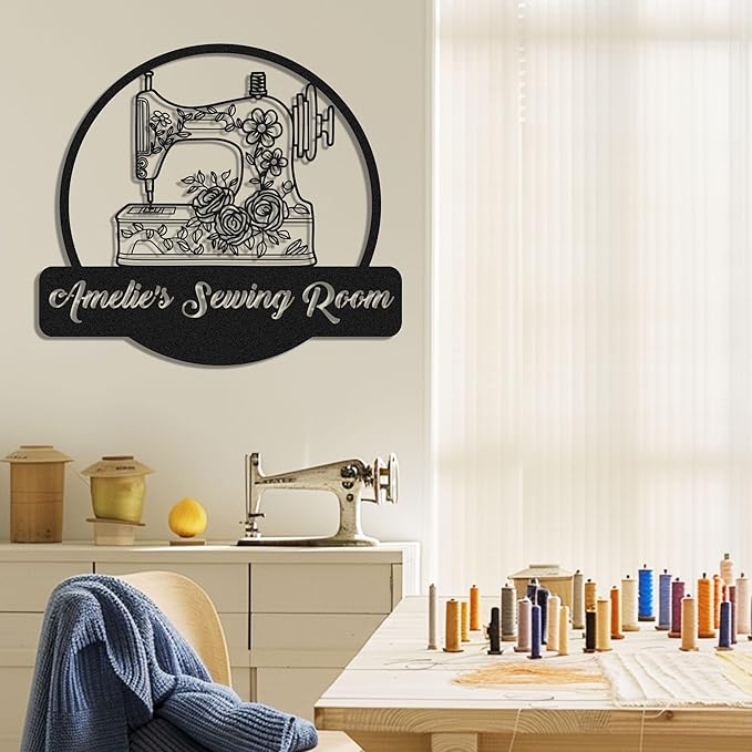 Custom Sewing Room Sign, Personalized Metal Quilting Sign, Sewing Room Decor, Sewing Machine Sign, She Shed Craft Room Decor, Personalized Sewing Gifts for Women