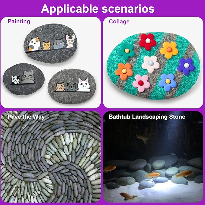 40 Pcs Large Rocks for Painting 25pcs 2-3” & 15pcs 3-4” River Rocks for Painting Natural Flat & Smooth Rocks for Painting for Kids & Adult Craft Gift
