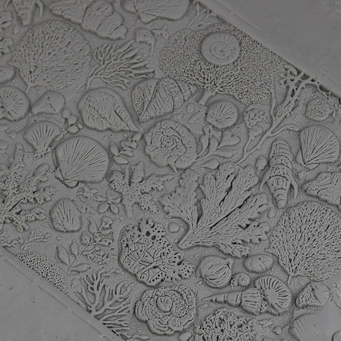 Ocean Floor Collage Clay Texture Roller (4") - Seamless Ocean Set #01 - Embossing Pattern Roller for Polymer & Ceramic Clay, Pottery & Crafts