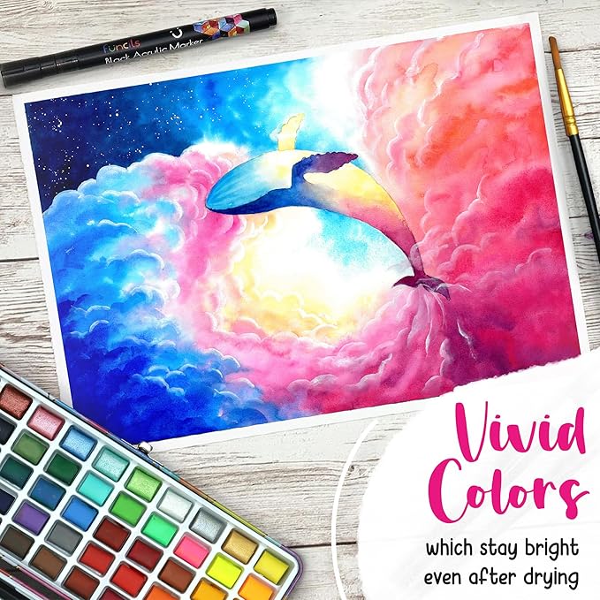 100 Watercolor Paint Set - Water Colors Paint for Kids, Adult, Beginners, Professional Artists | Watercolor Palette with Paper, Brushes, Pen | Travel Painting Kit, Art Supplies for Adults