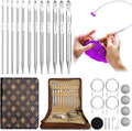 Vdsfand Tunisian Crochet Hooks Set-12 Hooks(3mm-10mm) Aluminium Interchangeable Crochet Hooks with Cable,Ergonomic Grips Afghan Crochet Knitting Needles for Crocheting (26)