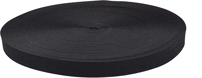 Mandala Crafts Wide 1/2 Inch Black Elastic Bands Spool for Pants Waistbands Sewing and DIY Crafts, 88 YD Stretchy Flat Fabric Strap Knit Elastic Band for Wig