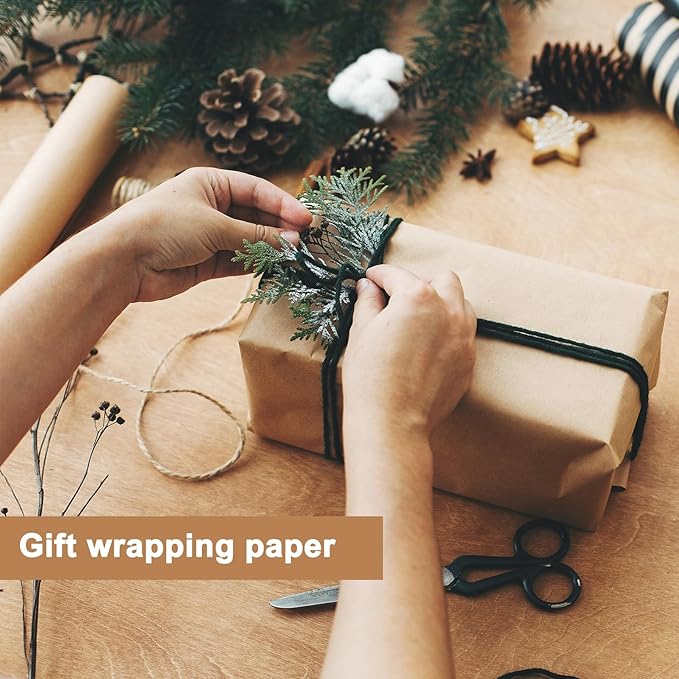 Moretoes 15" x 456"(38') Brown Wrapping Paper Roll, Kraft Packing Paper Roll for Gift Wrapping Craft Bulletin Board Banner Art Bouquet Flower Packing Moving Shipping 75GSM